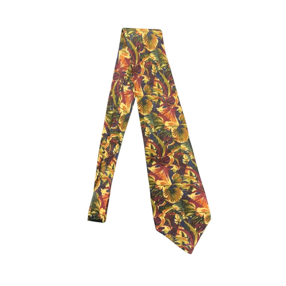 Richel Tropical Floral Silk Neck Tie Handmade in Spain Multicolor Mens Deluxe
